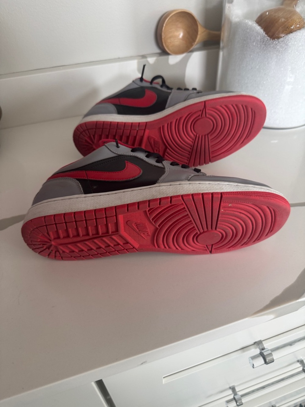 Nike Air Jordan 1 Low Top Sneakers - Black/Gray/Red - Picture 4 of 6